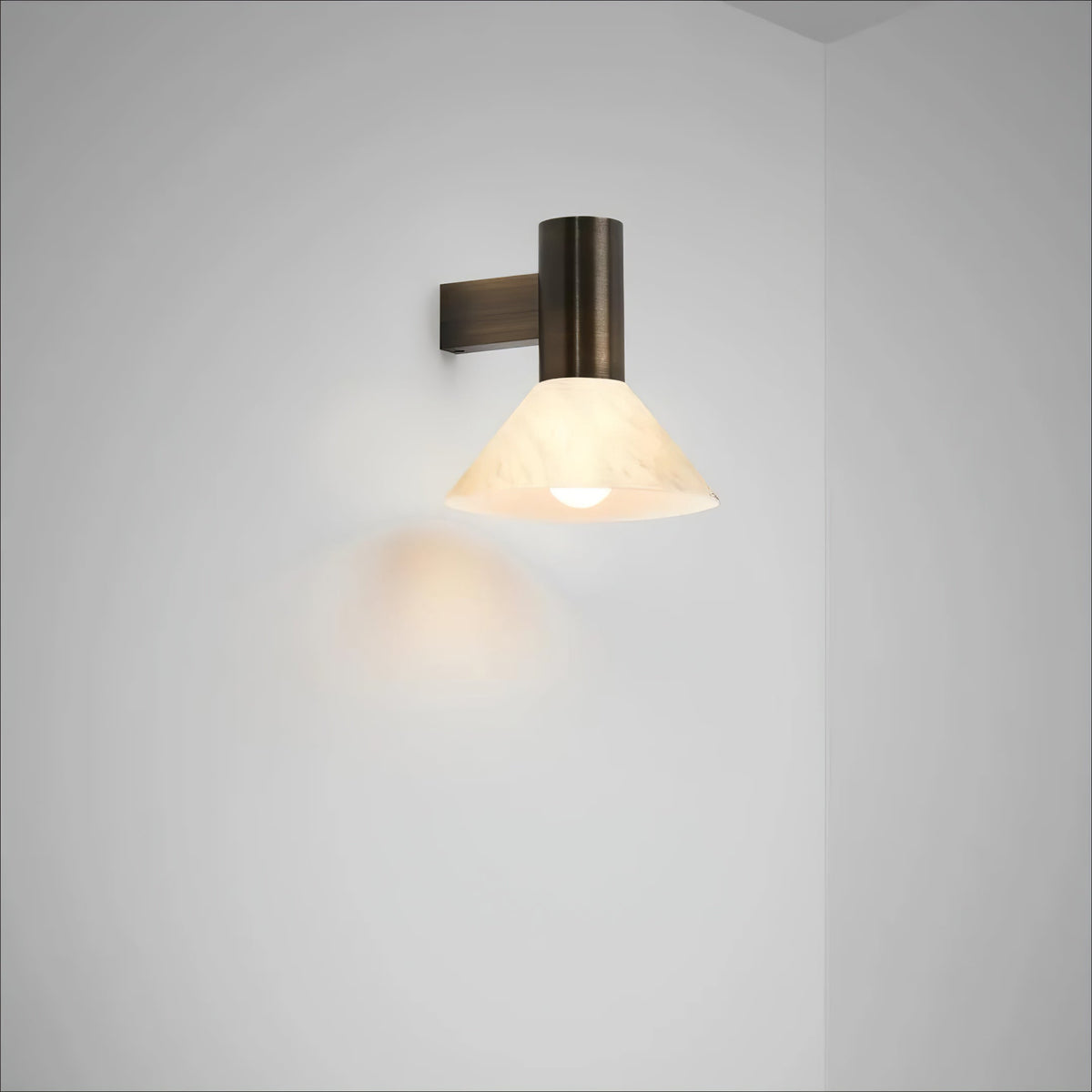Sculptural Alabaster Cone Wall Light
