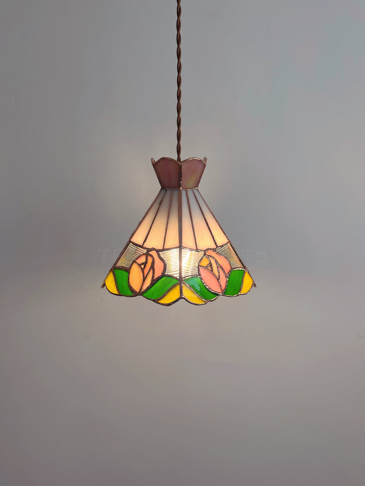 Rose Stained Glass Pendant Light