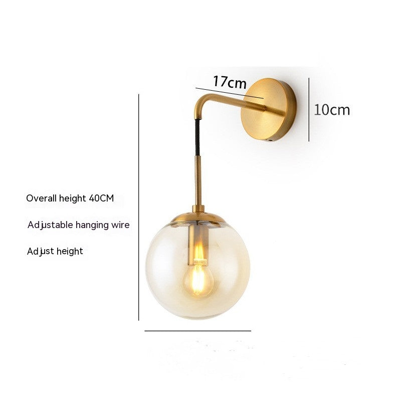 Nordic Glass Accent Wall Light / Gold Without Light Source / 150mm Amber Glass