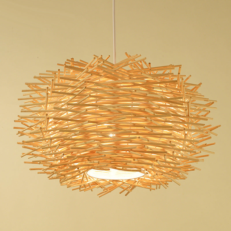 Woven Bamboo Birdcage Chandelier
