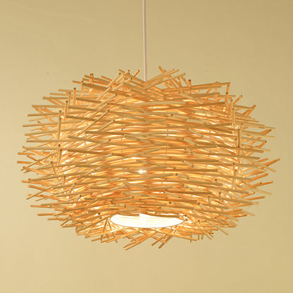 Woven Bamboo Birdcage Chandelier