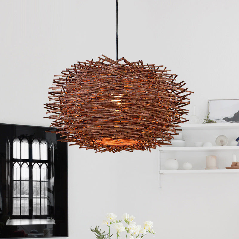 Woven Bamboo Birdcage Chandelier