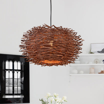 Woven Bamboo Birdcage Chandelier
