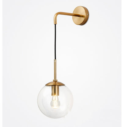 Nordic Glass Accent Wall Light / Gold Without Light Source / 200mm Transparent Glass