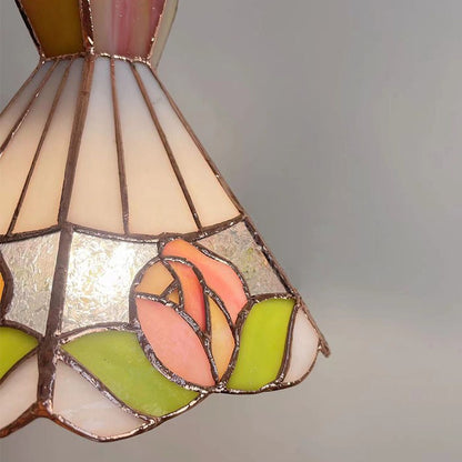 Rose Stained Glass Pendant Light