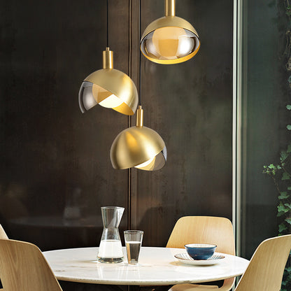 Single-Head LED Pendant Light / Champagne Gold 20cm Warm Light