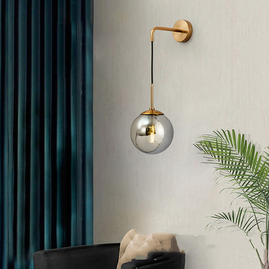 Nordic Glass Accent Wall Light / Gold Without Light Source / 150mm Transparent Glass
