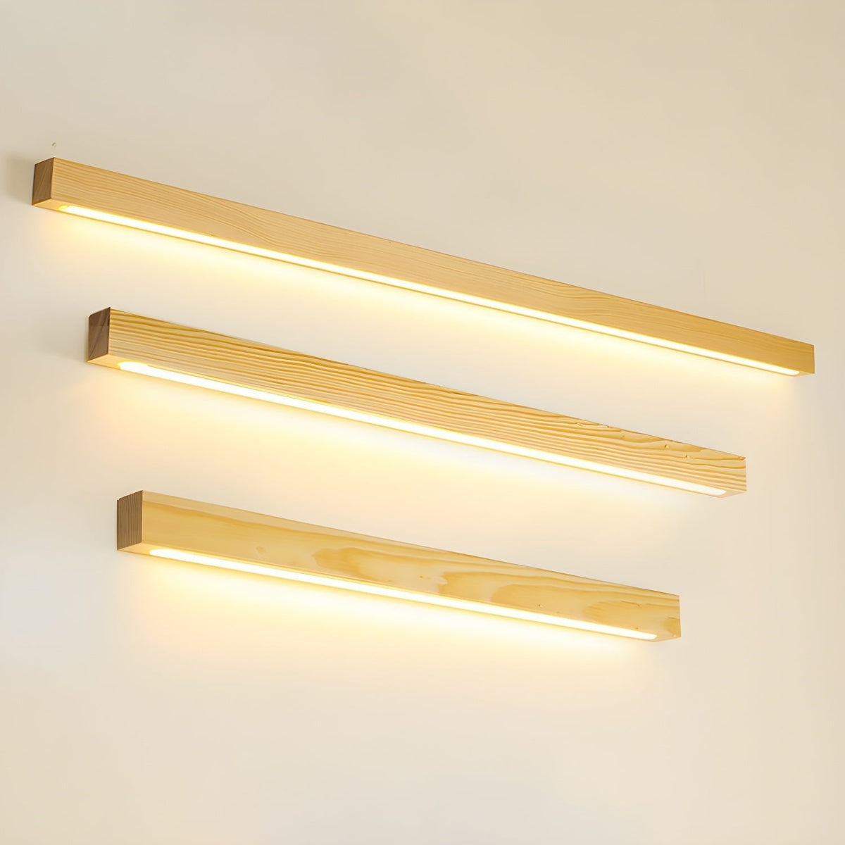 Linear Wood Integrated LED Wall Light / ∅ 31.5″ x W 1.8″ x H 2″ / Walnut Color / Triac Dimmable Warm Light