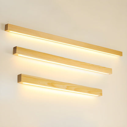 Linear Wood Integrated LED Wall Light / ∅ 31.5″ x W 1.8″ x H 2″ / Walnut Color / Triac Dimmable Warm Light