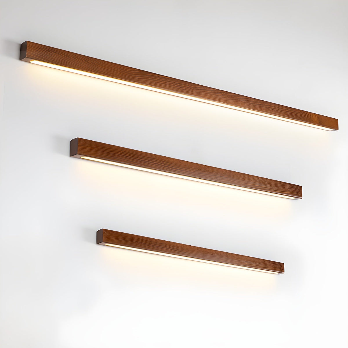 Linear Wood Integrated LED Wall Light / ∅ 47.2″ x W 1.8″ x H 2″ / Wood Color / Triac Dimmable Warm Light