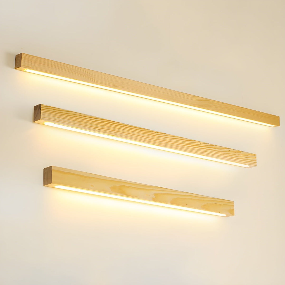 Linear Wood Integrated LED Wall Light / ∅ 31.5″ x W 1.8″ x H 2″ / Wood Color / Triac Dimmable Warm Light