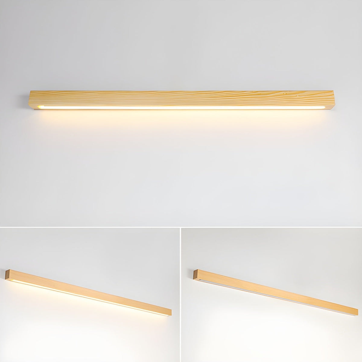 Linear Wood Integrated LED Wall Light / ∅ 47.2″ x W 1.8″ x H 2″ / Walnut Color / Warm Light