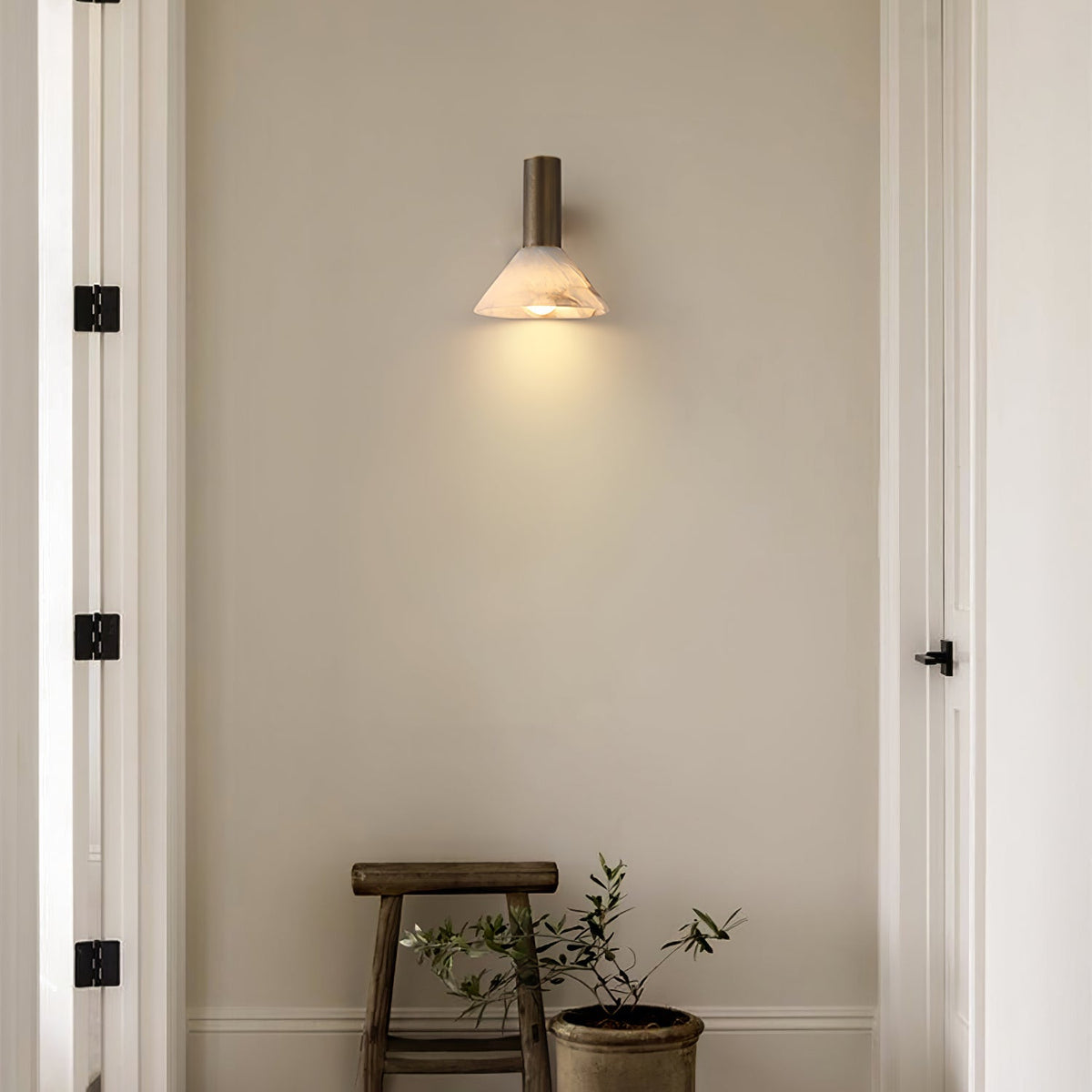 Sculptural Alabaster Cone Wall Light