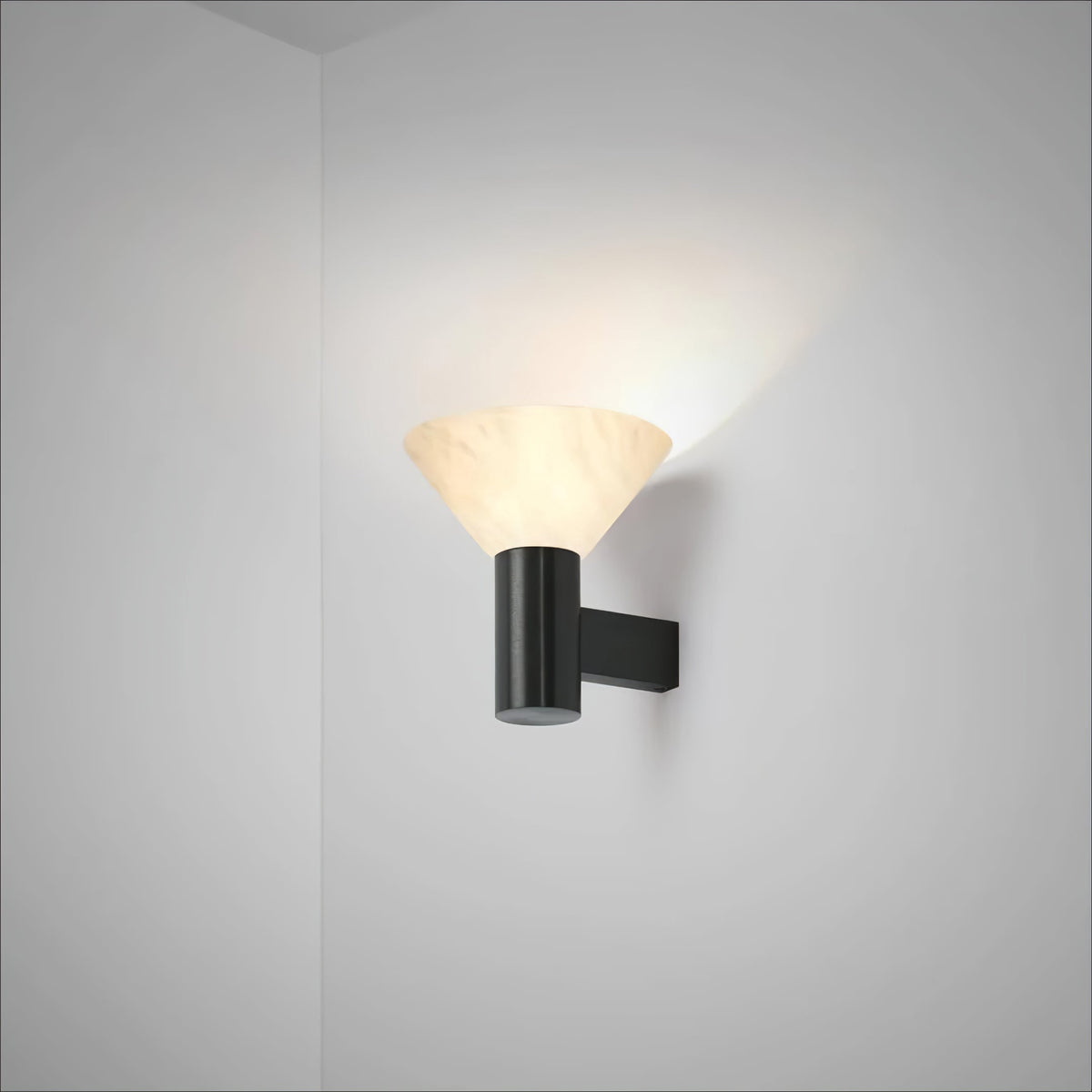 Sculptural Alabaster Cone Wall Light