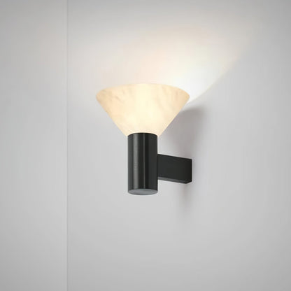 Sculptural Alabaster Cone Wall Light