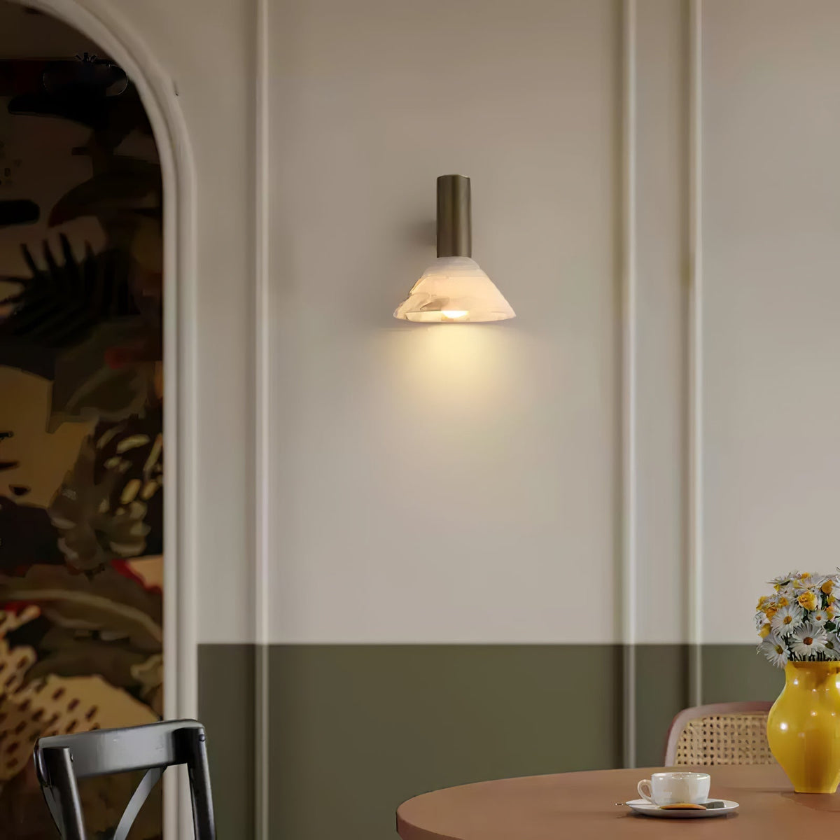 Sculptural Alabaster Cone Wall Light
