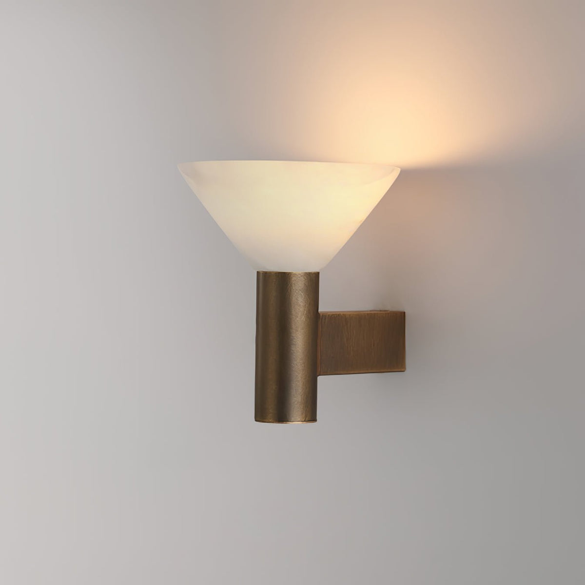 Sculptural Alabaster Cone Wall Light / ∅ 7.1″ x H 7.9″ / Black