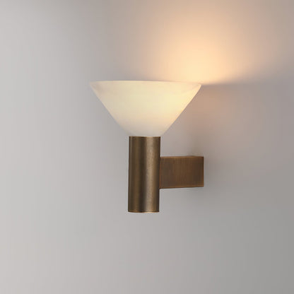 Sculptural Alabaster Cone Wall Light / ∅ 7.1″ x H 7.9″ / Black