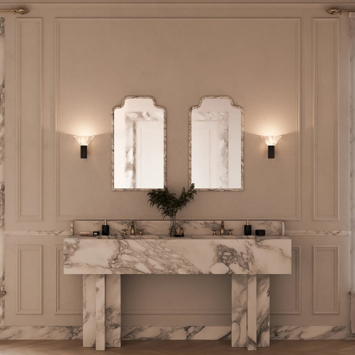 Sculptural Alabaster Cone Wall Light