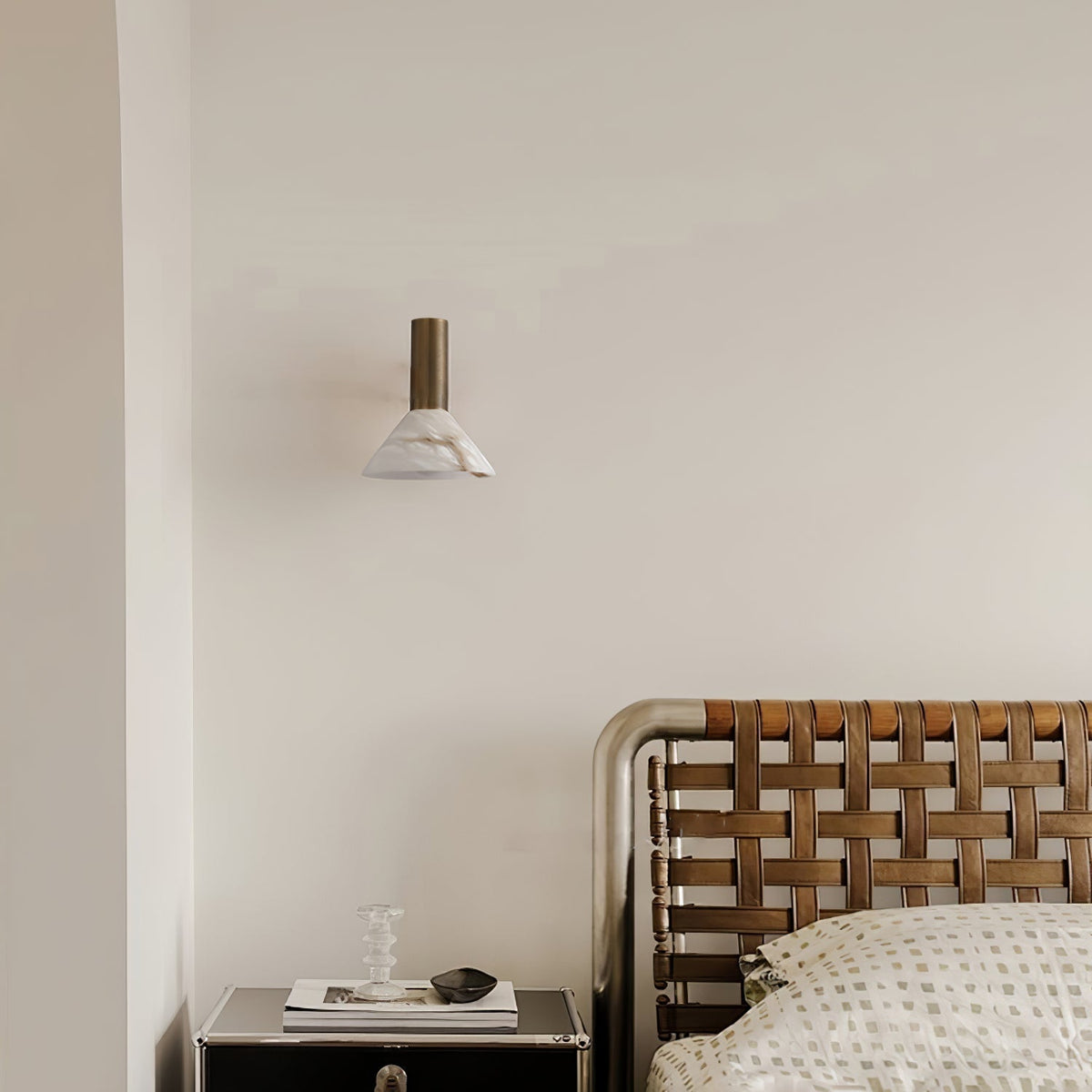 Sculptural Alabaster Cone Wall Light