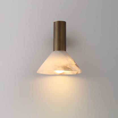 Sculptural Alabaster Cone Wall Light