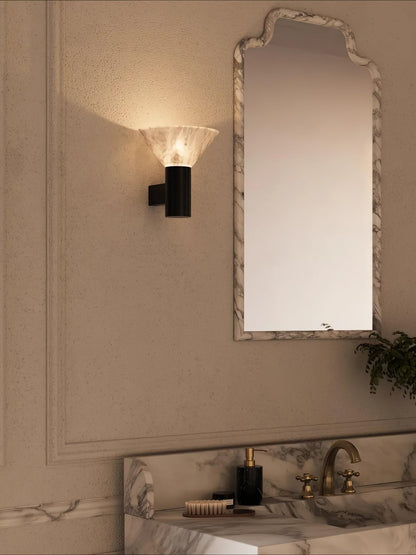 Sculptural Alabaster Cone Wall Light