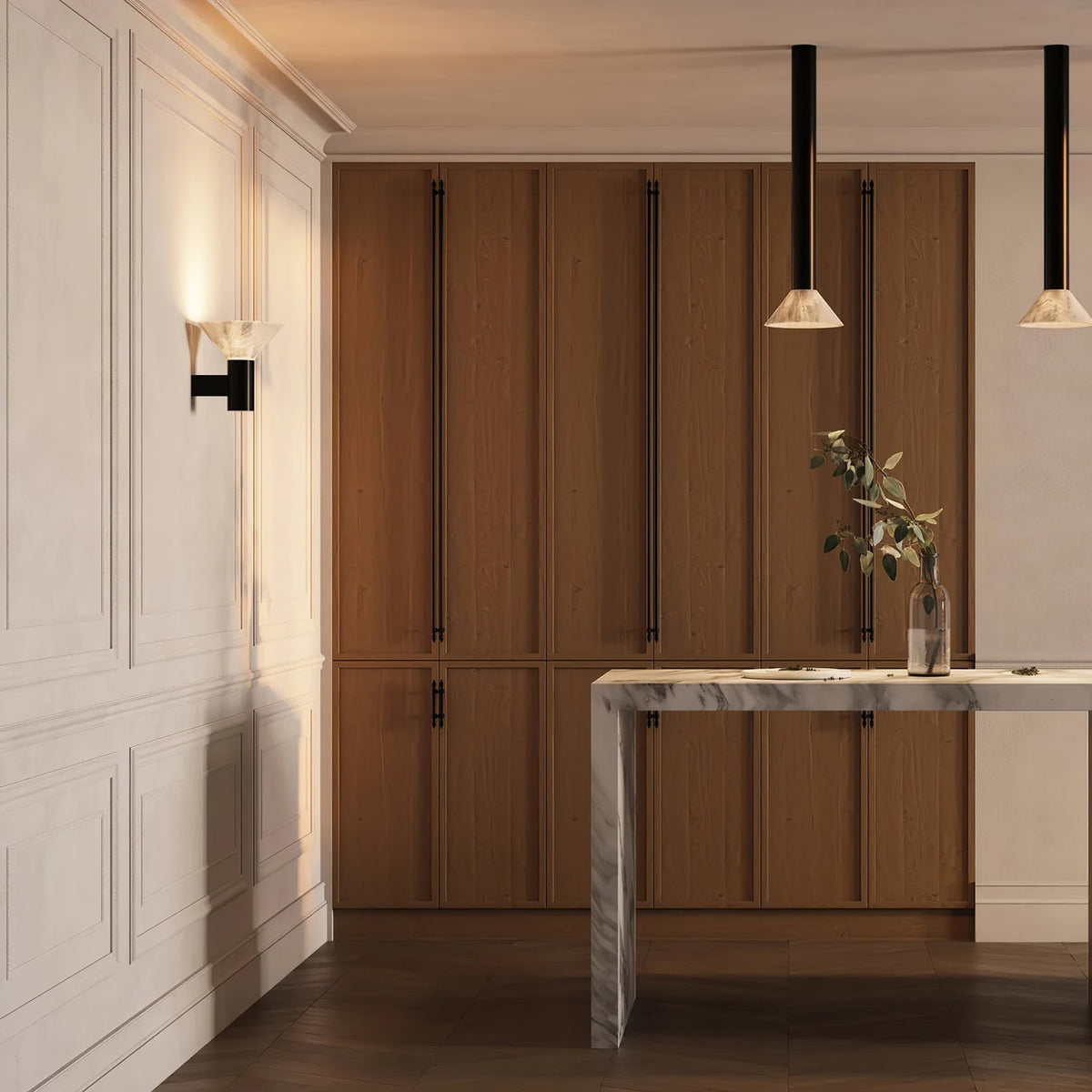 Sculptural Alabaster Cone Wall Light
