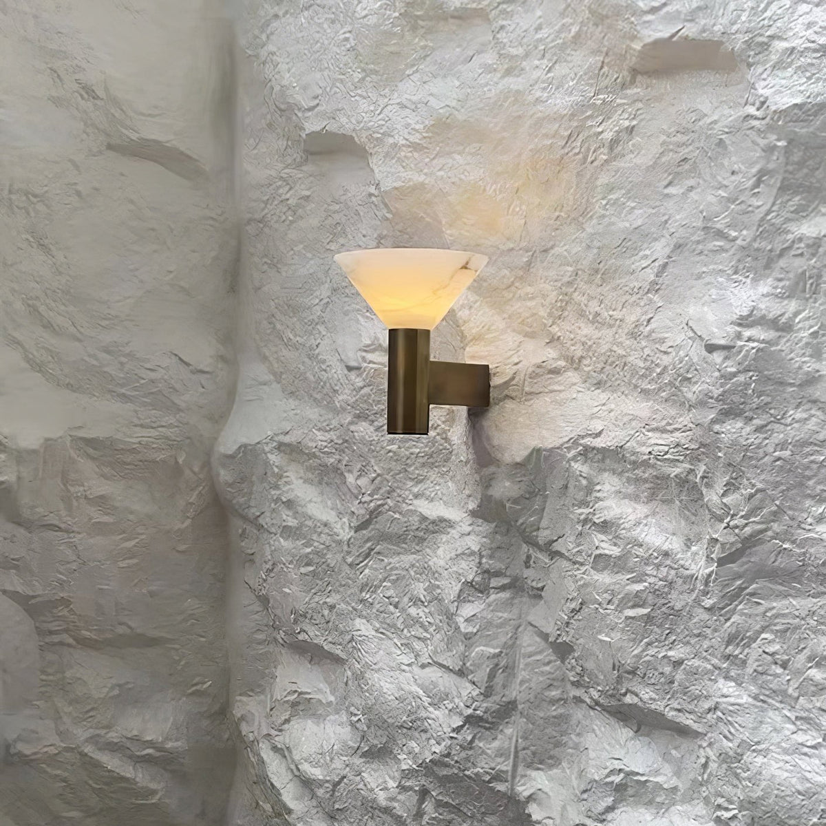 Sculptural Alabaster Cone Wall Light