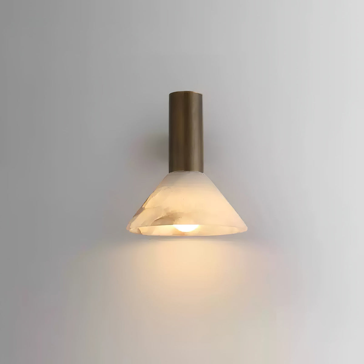 Sculptural Alabaster Cone Wall Light