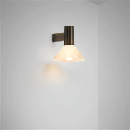 Sculptural Alabaster Cone Wall Light