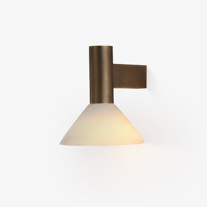 Sculptural Alabaster Cone Wall Light / ∅ 7.1″ x H 7.9″ / Antique Bronze