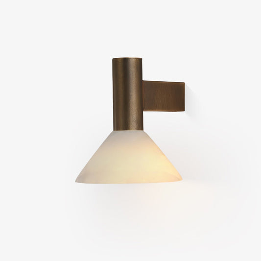 Sculptural Alabaster Cone Wall Light / ∅ 7.1″ x H 7.9″ / Antique Bronze