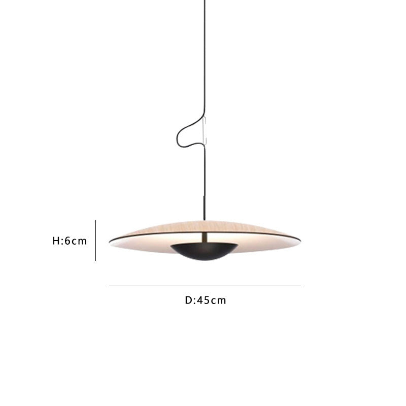 Nordic Disc Pendant Chandelier / Wood Grain Large