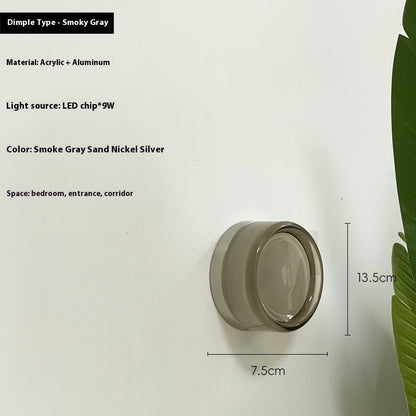 Textured Glass Nordic Wall Light / Dimpled Smoky Gray / Tricolor Light