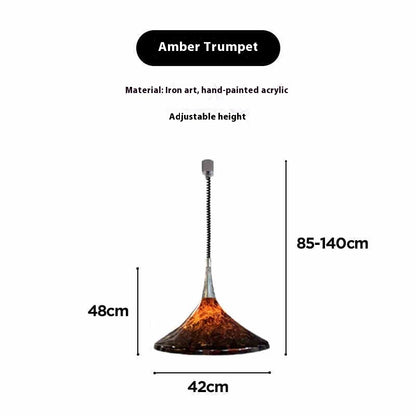 Retractable Twin-Light Horn Chandelier / Amber Large