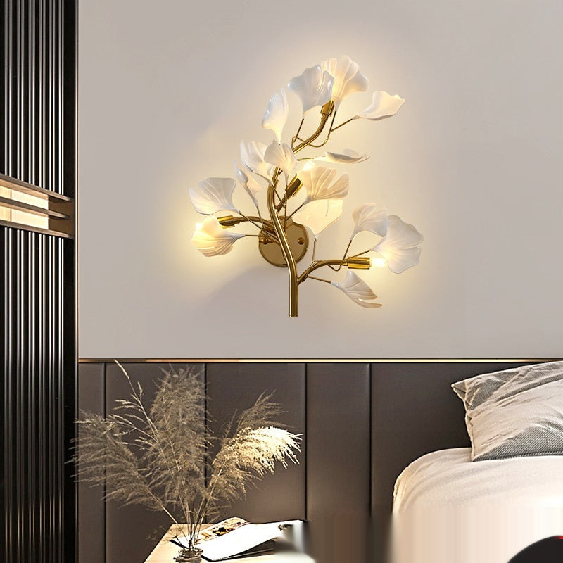Ginkgo Leaf Decorative Wall Light / White Light / Gold